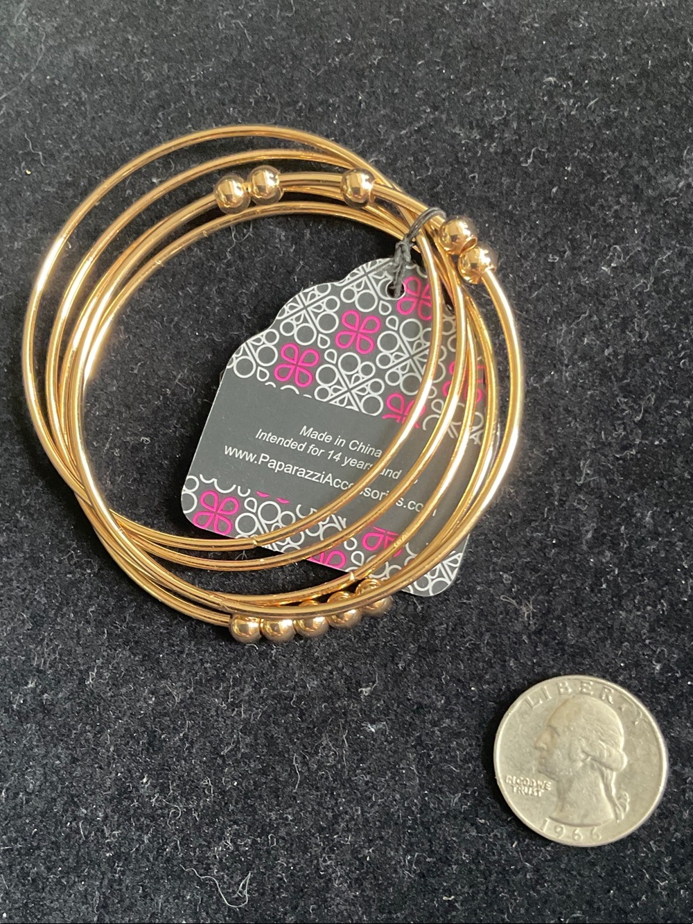 paparazzi Shiny Gold Beaded Bangle Set